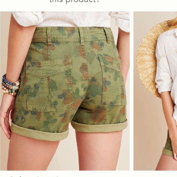 Anthropologie Wanderer Utility Shorts Camo Pockets Green Brown Sz 25 - Picture 2 of 15